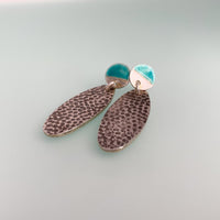 Textured Two Tone Oval Drop Earrings - MaisyPlum