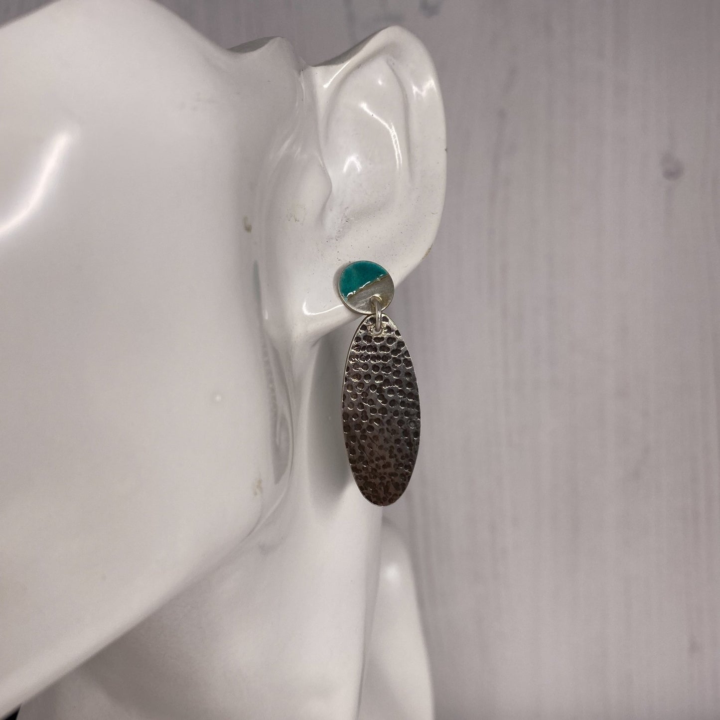 Textured Two Tone Oval Drop Earrings - MaisyPlum
