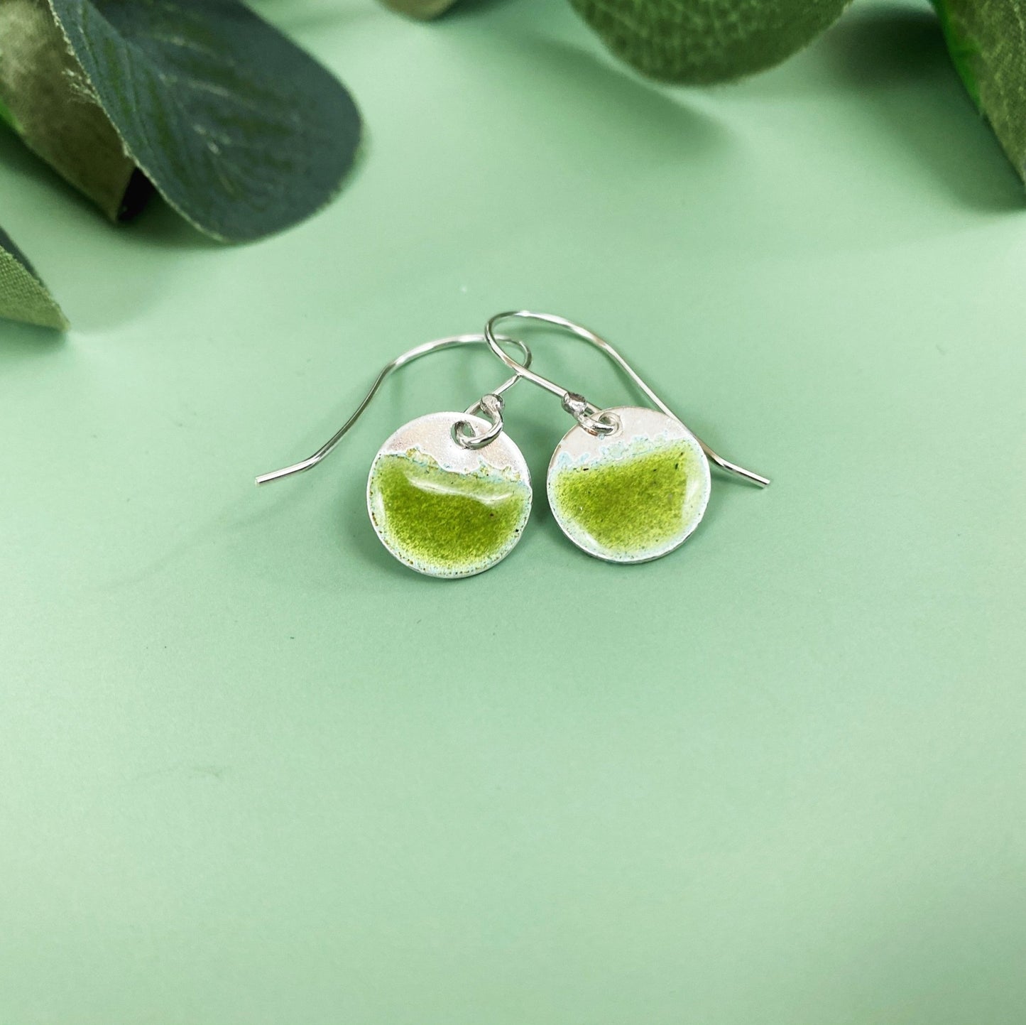 Two Tone Silver Disc Earrings - Olive - MaisyPlum