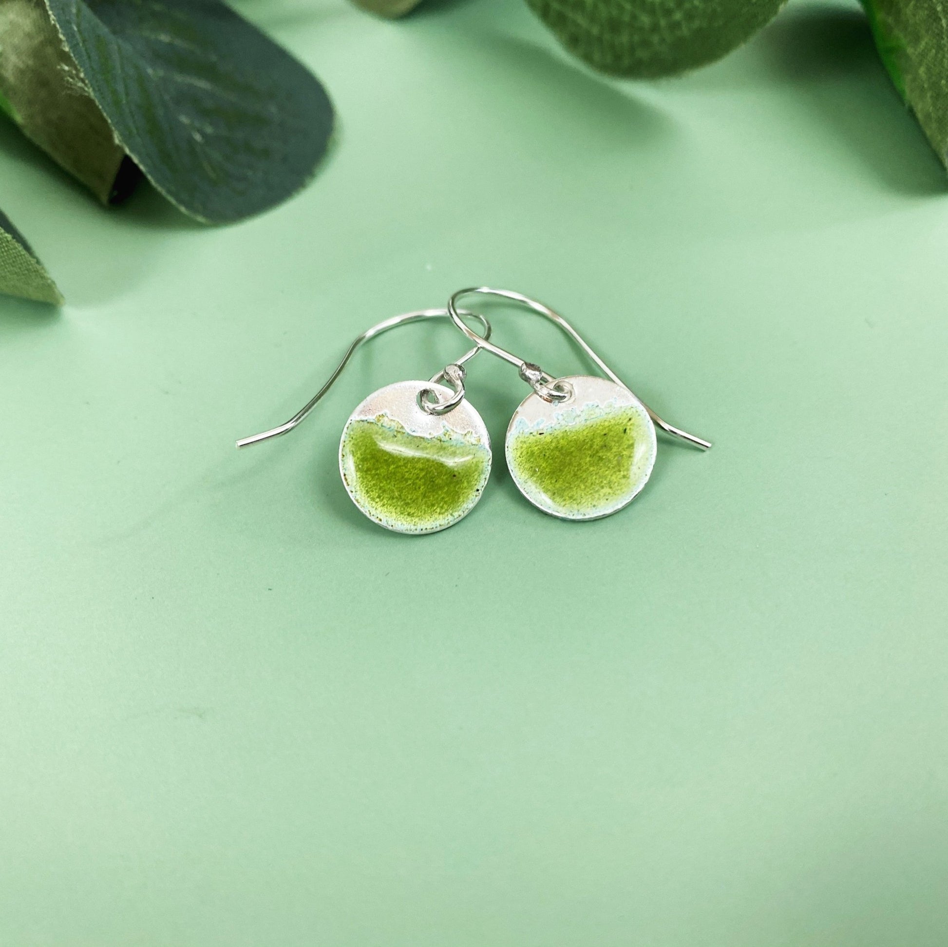 Two Tone Silver Disc Earrings - Olive - MaisyPlum