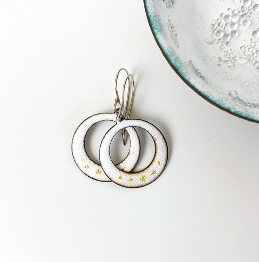 White and Gold Enamel Hoop Earrings - MaisyPlum