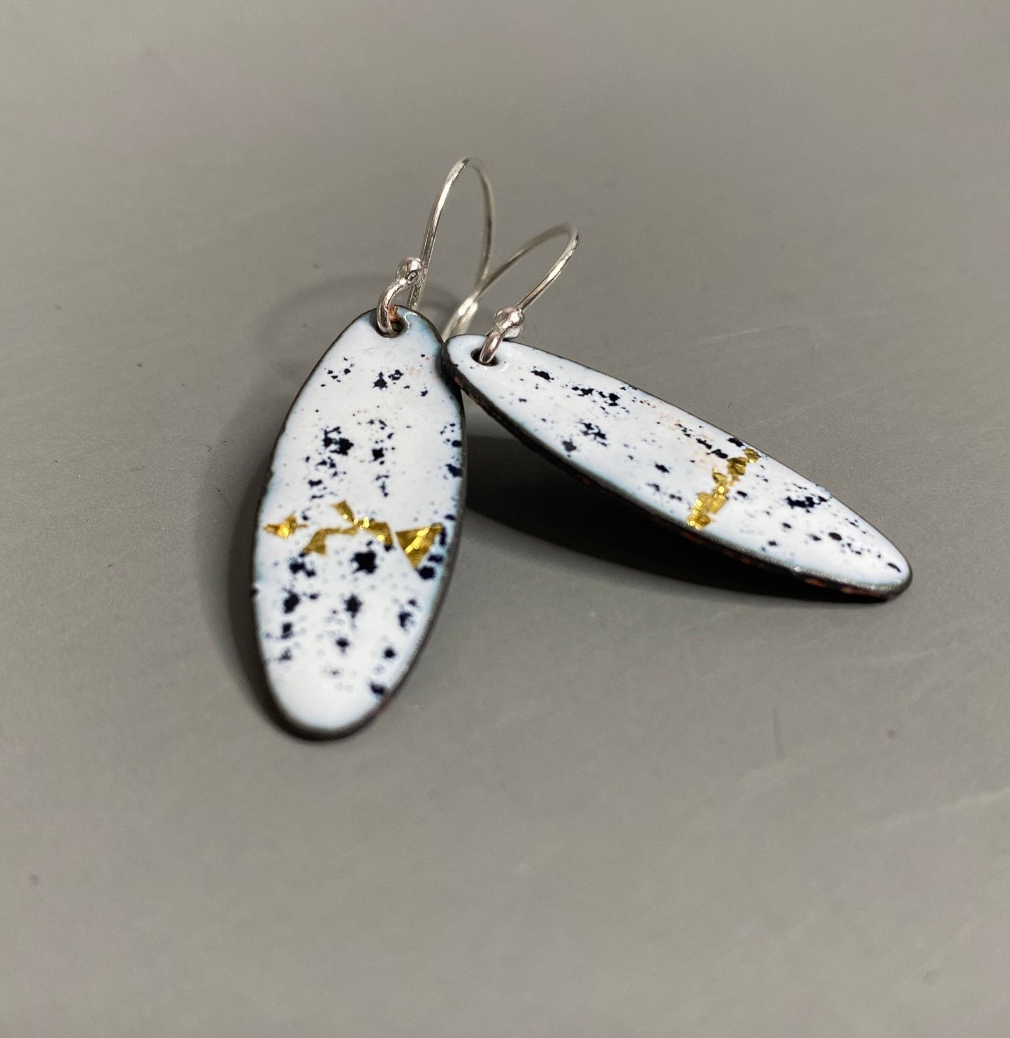 White and Gold Oval Enamel Earrings - MaisyPlum