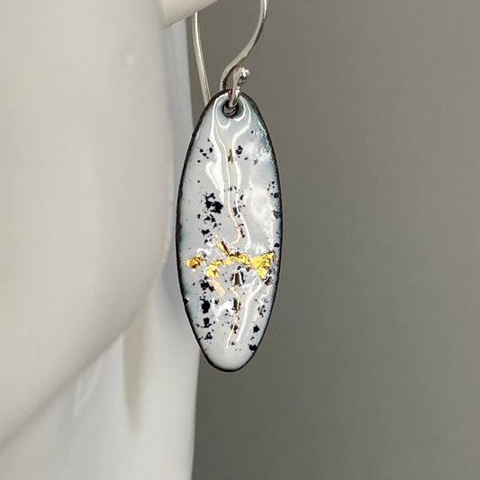 White and Gold Oval Enamel Earrings - MaisyPlum