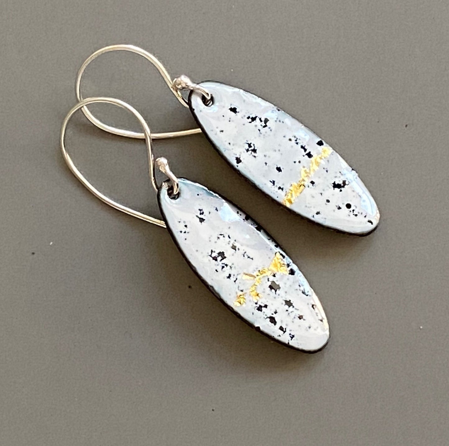 White and Gold Oval Enamel Earrings - MaisyPlum