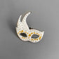 White and Gold Venetian Mask Brooch Pin - MaisyPlum